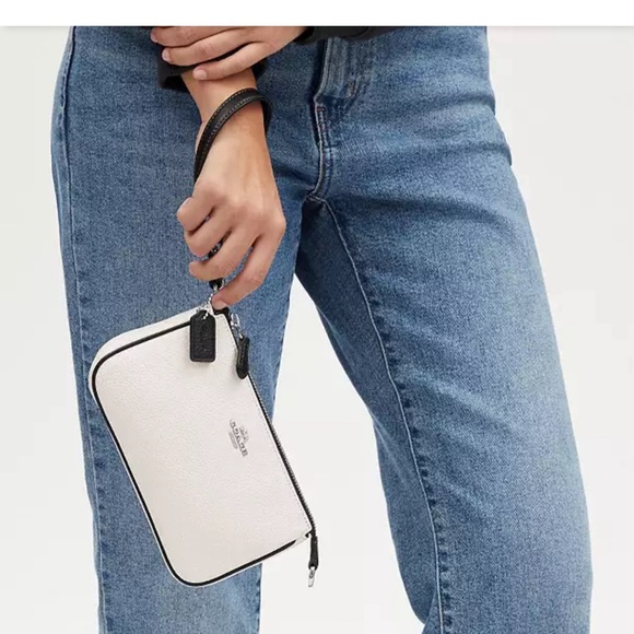 Coach Nolita 19 Shoulder/clutch/wristlet bag silver/chalk black. NWT - Picture 6 of 7